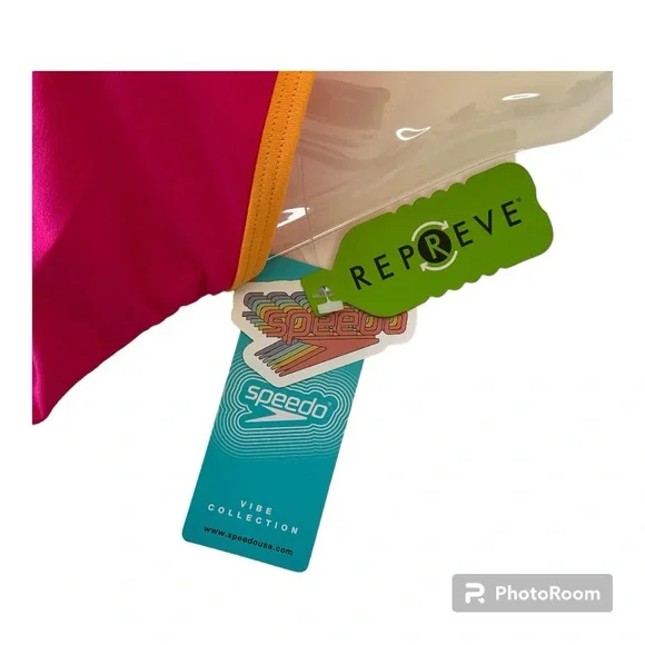 New Speedo Splice Tie-Back 970 One Piece Swimsuit Size 32 New With Tags Pink - Picture 9 of 13